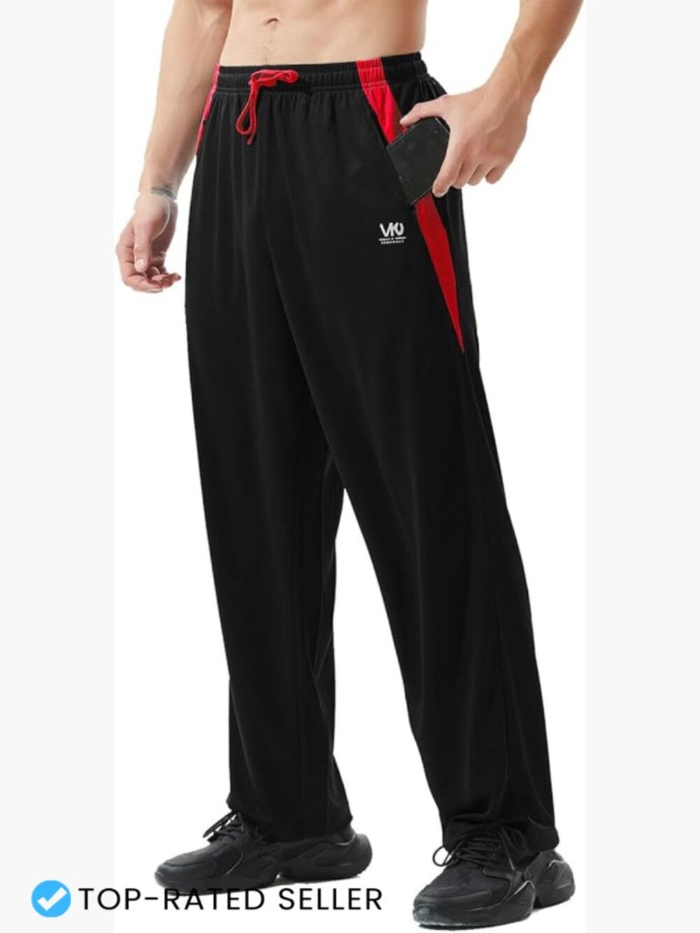 Men's Athletic Pants with Zipper Pockets Lightweight Quick Dry Sweatpants for